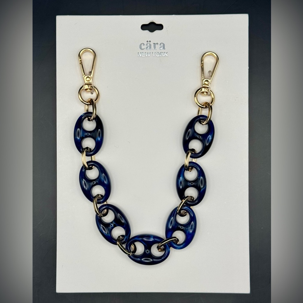 Cara Navy Blue and Gold Chain Purse Strap Bag Charm Extender Replacement Handle